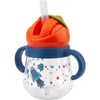 Unyqoos Blauwe babybeker met handgrepen en zachte tuit voor drinkplezier