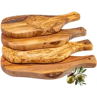 Unyqoos Authentieke Handgemaakte Olijfhouten Snij- en Serveerplanken Set voor Keuken en Diners (4 stuks)