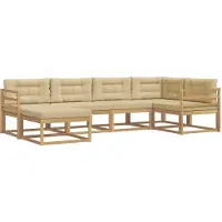 vidaXL Buiten bank set 5 st Wit en Beige Polyester