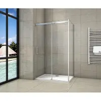 AICA Duschkabine Duschabtrennung 120x195cm Schiebetür,8mm NANO GLAS,90cm Duschwand Dusche