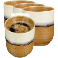 Mica Decorations Koffiemok / theemok Ethan - 8x - terra kleur - zonder oor - 9 x 8 cm - keramiek