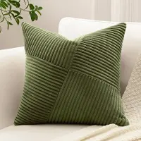 Unyqoos Decoratieve olijfgroene corduroy kussensloop met gestreept patroon voor woonkamer