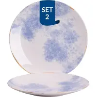 James Cooke Bord Clouded Charm 27 cm Blauw Wit Stoneware 2 stuks