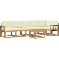 vidaXL Buiten bank set 7 st Wit en crèmekleurig Polyester
