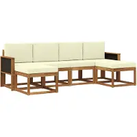 vidaXL Buiten bank set 6 st Natuurlijk en Crème Polyester