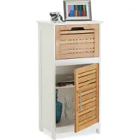 Relaxdays badkamerkast - met lade en deur - halfhoog - 83 x 40 x 30 cm - bamboe - wit
