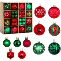 Unyqoos Feestelijke set van 44 rode kerstballen en sterhangers voor veelzijdige decoratie