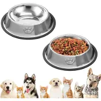Unyqoos 2-delige set roestvrijstalen kommen van 350 ml – voer- en waterbakken voor honden en katten, geschikt voor contact met voedsel, antislip met rubberen basis en kiepbestendig