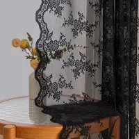 Unyqoos Elegante transparante kanten gordijnen met bloemenpatroon voor woon- en slaapkamer