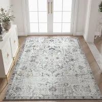 Unyqoos Wasbare en Antislip Deurmat met Stijlvol Bloemendesign voor Binnen en Buiten, rood, 90*150 cm