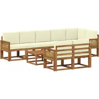 vidaXL Buiten bank set 9 st Natuurlijk en Crème Polyester