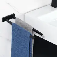 Unyqoos Zwarte tweearmige handdoekhouder voor badkamer en keuken met wandmontage
