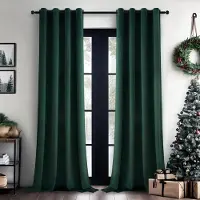 Unyqoos Set van twee groene fluwelen gordijnen voor slaapkamer en woonkamer decoratie