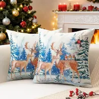 Unyqoos Set van twee decoratieve kerstkussenhoezen voor sfeervolle winterse inrichting