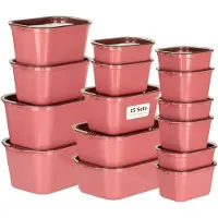 Unyqoos Set van 15 vershoudcontainers – rechthoekige voedselcontainers gemaakt van BPA-vrij polypropyleen, 7 verschillende maten, luchtdicht, geschikt voor de magnetron en vaatwasser, en stapelbaar