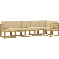 vidaXL Buiten bank set 6 st Wit en Beige Polyester
