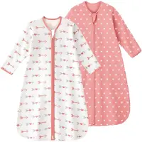 Unyqoos Set van 2 Zomerslaapzakken voor Baby's met Mouwen en Dubbele Ritssluiting