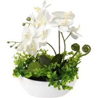Unyqoos Realistische witte orchidee kunstplant in keramische pot voor decoratie, wit, 35 cm