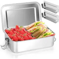 Unyqoos Roestvrijstalen lunchbox met flexibele vakindeling en lekvrije afsluiting
