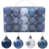 Unyqoos Set van 30 onbreekbare kerstballen voor feestelijke decoratie in blauw en wit