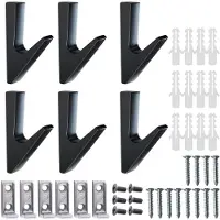 Unyqoos Set van zes zwarte aluminium wandhaken voor diverse ruimtes en toepassingen