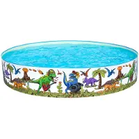 Unyqoos Uniqoos kinderbad met dinosaurusmotief, van vinyl, 244 x 46 cm, inhoud: 2.074 liter water, geschikt voor kinderen vanaf 3 jaar