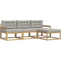 vidaXL Buiten bank set 4 st Wit en Lichtgrijs Polyester