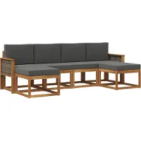 vidaXL Buiten bank set 6 st Natuurlijk en Antraciet Polyester