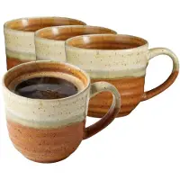 Mica Decorations Koffiemok / theemok Ethan - 6x - terra kleur - 7 x 8 cm - mokken - keramiek