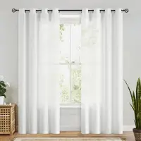 Unyqoos Geurige Linnenlook Gordijnen voor Elegante en Moderne Interieurstijl, Halftransparant in Landhuisstijl, Set van 2