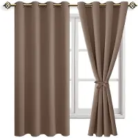 Unyqoos Geluidsisolerende en Energiezuinige Verduisteringsgordijnen voor Slaapkamer en Woonkamer, Cappuccino, Set van 2, 175 x 140 cm