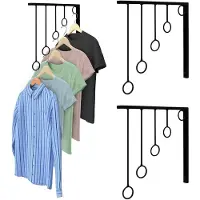 Unyqoos Kledingstang Set van 3 voor Wandmontage, Elegante Zwarte Afwerking, Ruimtebesparend en