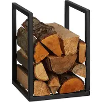 Relaxdays brandhoutrek - metaal - 40 x 30 x 30 cm - stookhout - binnen - open haard - zwart