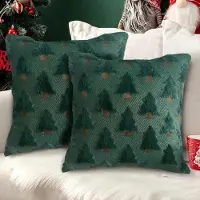 Unyqoos Set van 2 luxe kerstkussenslopen met borduurwerk voor feestelijke decoratie