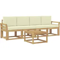 vidaXL Buiten bank set 5 st Wit en crèmekleurig