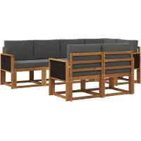 vidaXL Buiten bank set 7 st Natuurlijk en Antraciet Polyester