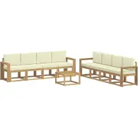 vidaXL Buiten bank set 9 st Wit en crèmekleurig
