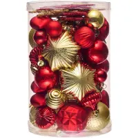 Unyqoos Set van 60 onbreekbare kerstballen in rood en goud voor feestelijke decoratie
