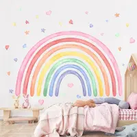 Unyqoos Kleurrijke zelfklevende regenboog muurstickers voor kinderkamer en babykamer