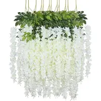 Unyqoos Set van 12 decoratieve kunstblauweregen voor stijlvolle feest- en thuisdecoratie, wit, 110 cm