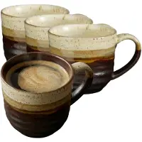 Mica Decorations Koffiemok / theemok Ethan - 4x - zwart - 7 x 8 cm - mokken - keramiek