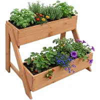 Relaxdays verticale verhoogde plantbak, 2 plantbakken, afmetingen (hoogte x breedte x diepte): 51,5 x 62,5 x 44 cm, geschikt voor tuin, balkon en terras, gemaakt van grenenhout, kleur: oranje