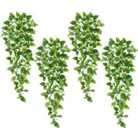 Unyqoos Set van vier groene kunstplanten voor binnen- en buitendecoratie