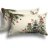 Unyqoos Set van twee linnen kerstkussenslopen voor sfeervolle decoratie