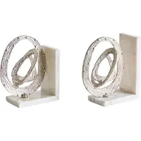 Beliani RABINA - Set van 2 boekensteunen - Wit/Zilver- Marmer