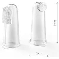 Babyono - Set van 2 Vinger Tandenborstels - Voor Baby's - Zacht Siliconen - Met Beschermhoes