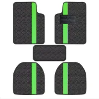 Happiq Luxe Tapijt Vloermat Set – Voor Rechtsgestuurde Auto’s – Bescherming / Antislip – PU Leer, Zwart & Groen
