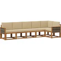 vidaXL Buiten bank set 6 st Natuurlijk en Beige Polyester