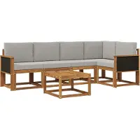 vidaXL Buiten bank set 6 st Naturel en lichtgrijs Massief Acacia Hout