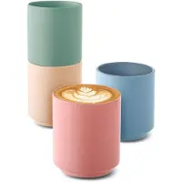 Unyqoos Set van vier keramische cappuccino kopjes in pastelkleuren met stapelbaar design
